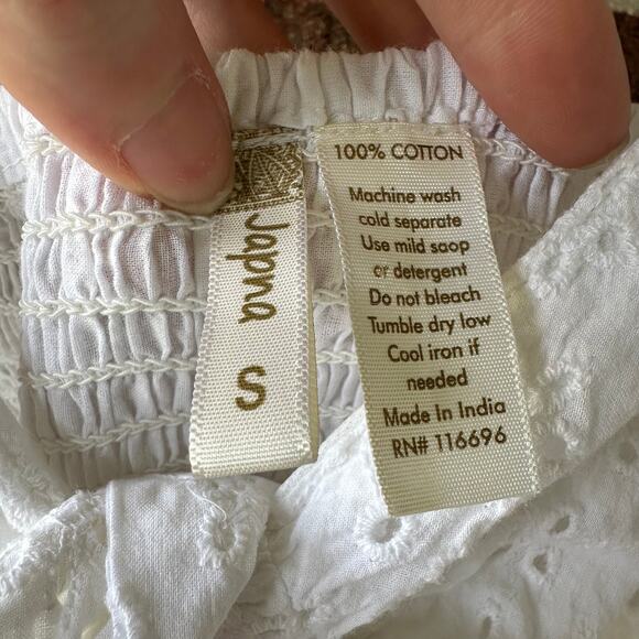 Sm Japna White Eyelet Cotton Midi Sundress Cottagecore Boho Coastal Cowgirl LWD - Picture 7 of 7